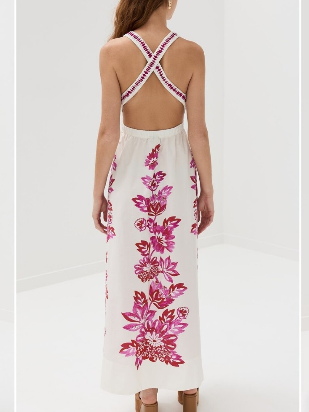 FARM Rio Flowerful Birds Off White Pink Floral Maxi Dress Size XL - Picture 3 of 15